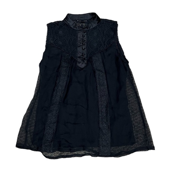twentyone Black Silk And Lace Button Up Sleeveless Blouse Size Large Women’s - Picture 1 of 5